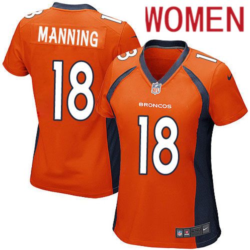 Women Denver Broncos #18 Peyton Manning Nike Orange Game Player NFL Jersey